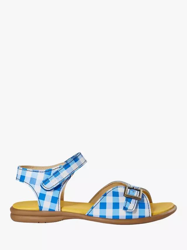 Детские кожаные сандалии с открытым носком, кобальтовая клетка Frugi