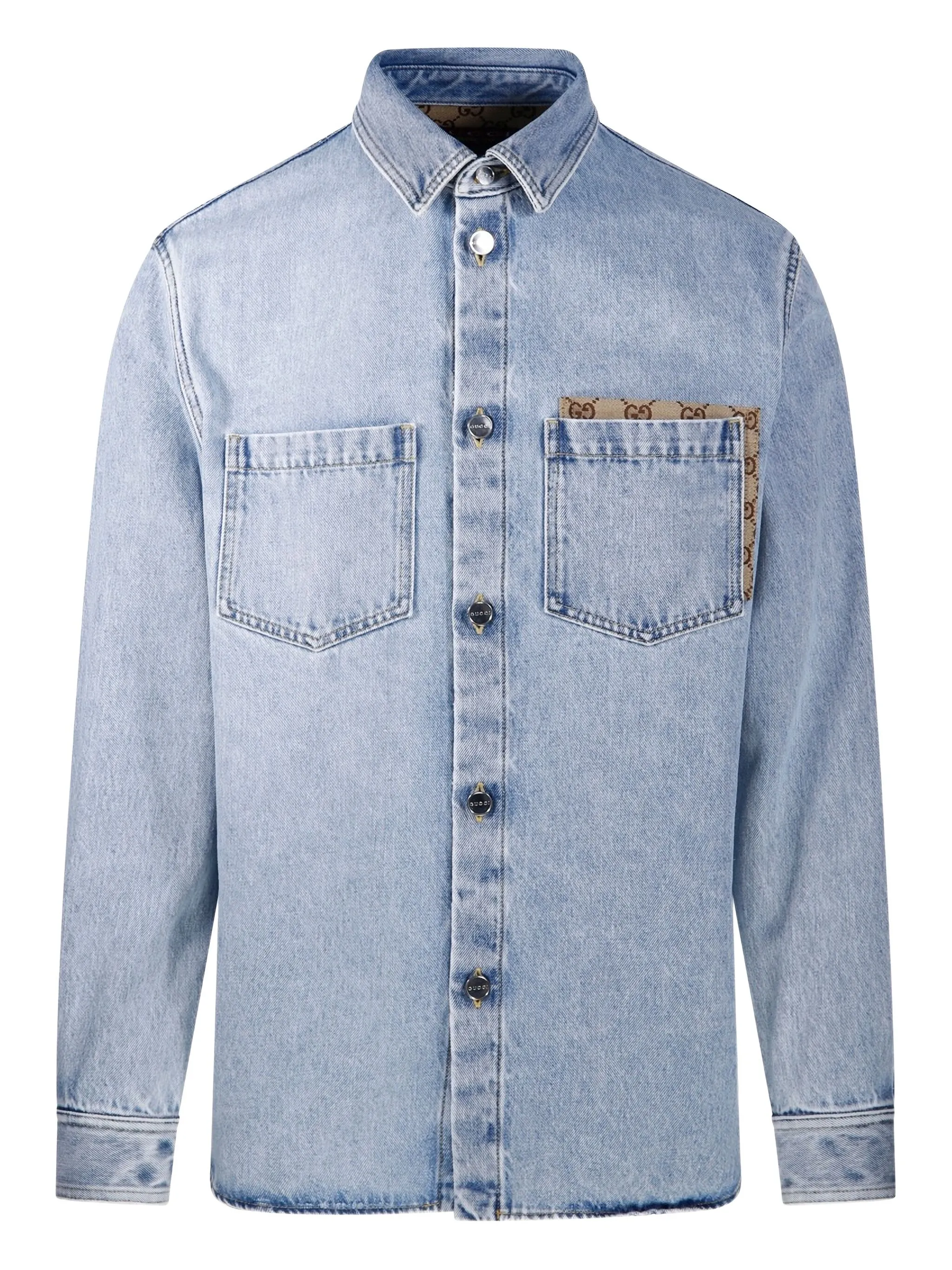 

Рубашка на пуговицах с карманом Gucci, синий