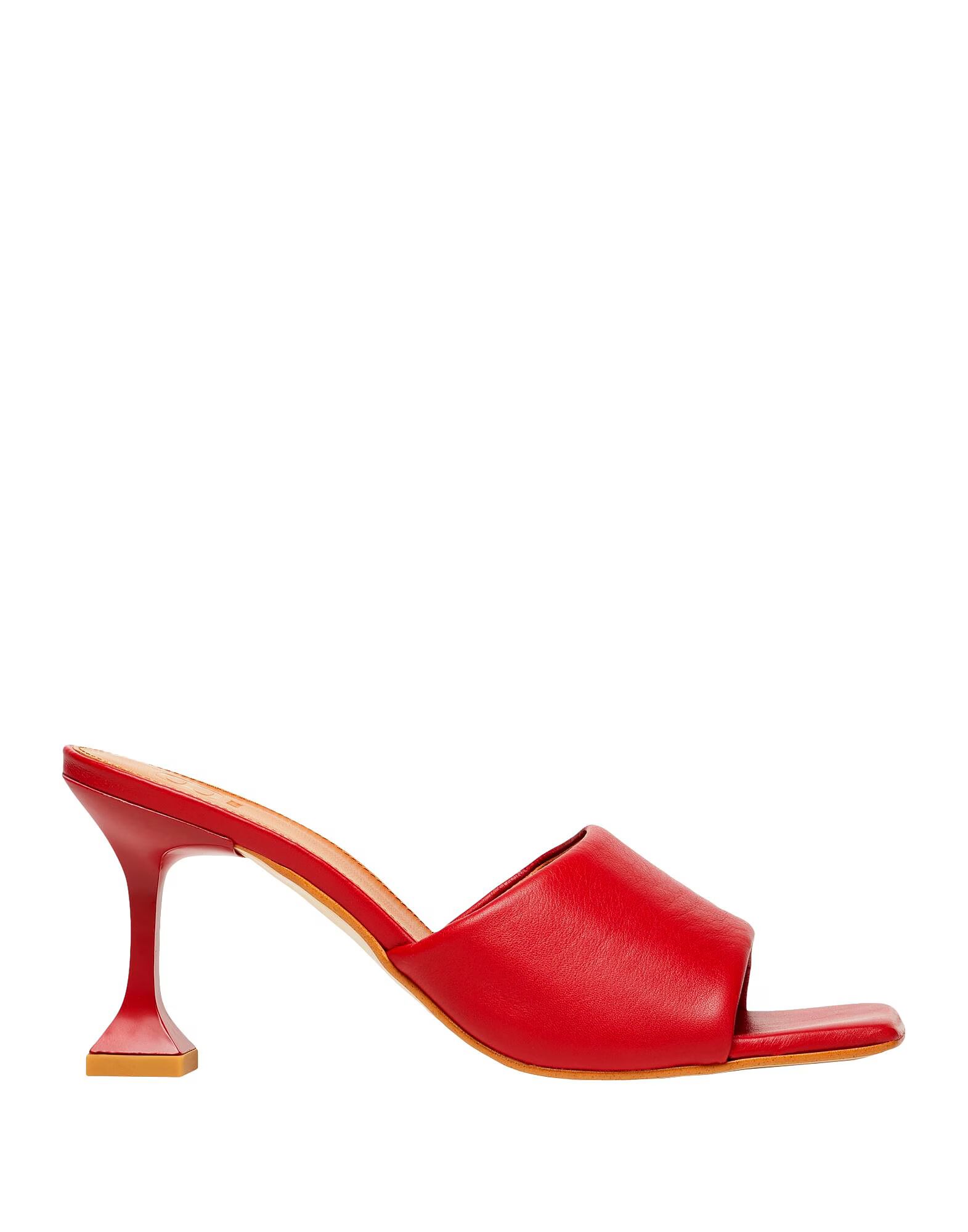 Сандалии Leather Square Toe Spool-Heel Sandals 8 By Yoox, красный