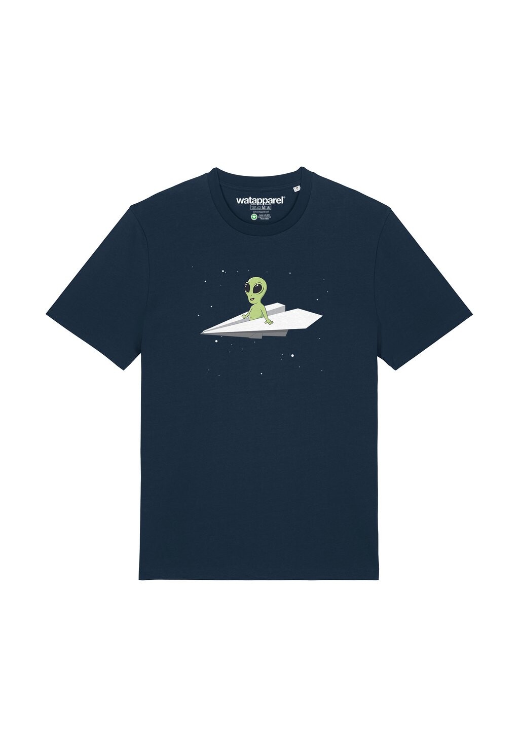 

Футболка с принтом ALIEN ON A PAPER PLANE watapparel, темно-синий