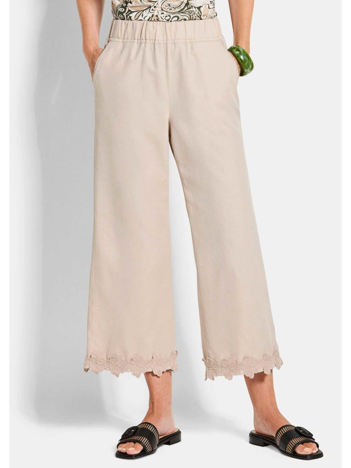 

GOLDNER Летние брюки-кюлоты с цветочным кружевом, цвет «камень»