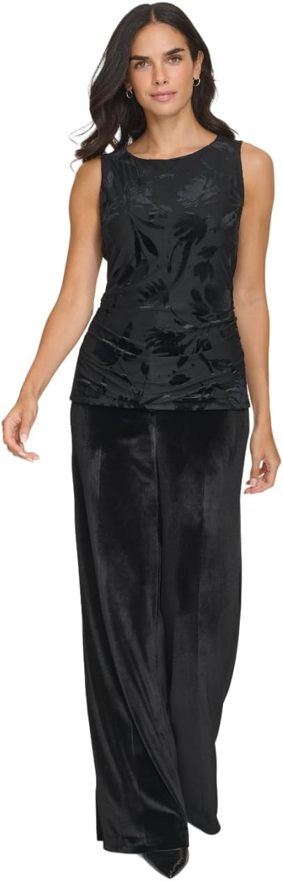 

Женская бархатная блузка без рукавов с высоким воротом Calvin Klein Burnout, Black