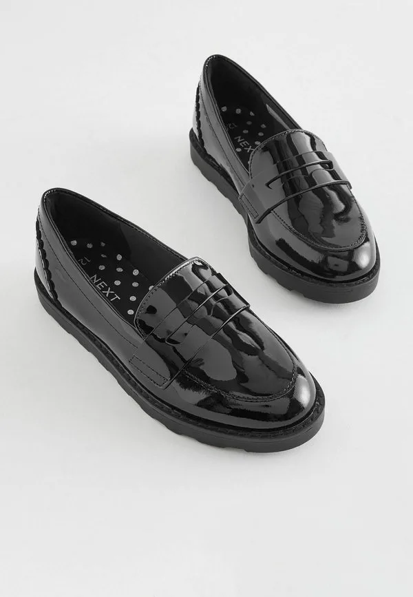 Школьные лоферы с узкой подошвой и слипоны Next, Black Patent — фото 2