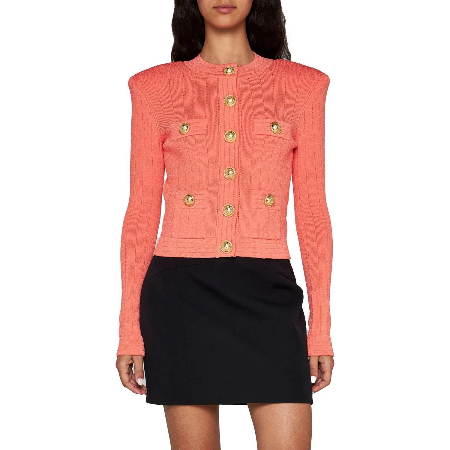 Кардиган трикотажный BALMAIN Salmon Pink — фото 3