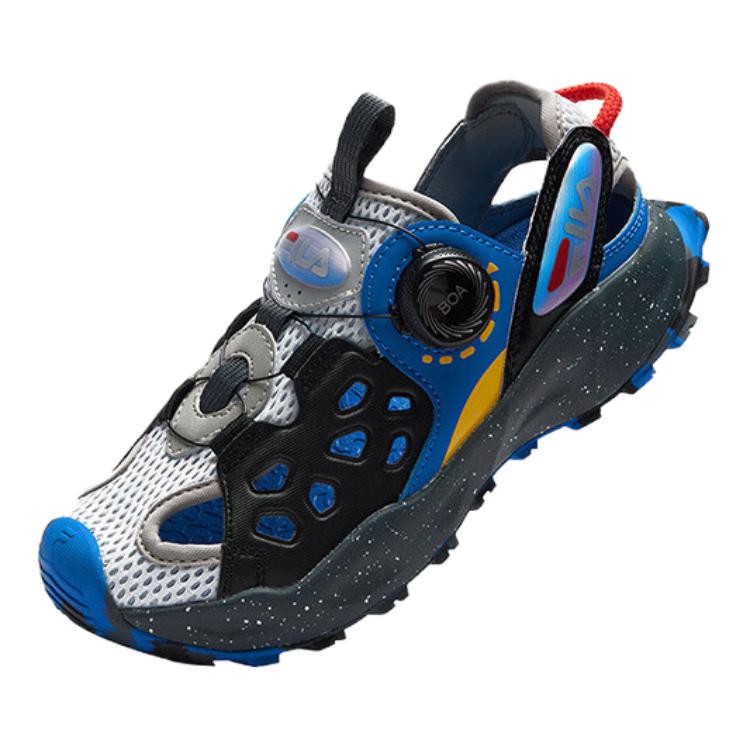 Противоскользящие и дышащие детские сандалии серо-черные FILA KIDS, Day Rock Gray/Black — фото 2