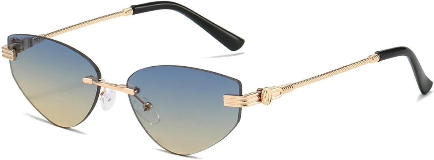 

Солнцезащитные очки с защитой от УФ-излучения UV400 | Женские без оправы с металлическим градиентом | Линзы конфетных цветов для занятий спортом на открытом воздухе и вождения DSVIGF, Gold Blue Yellow