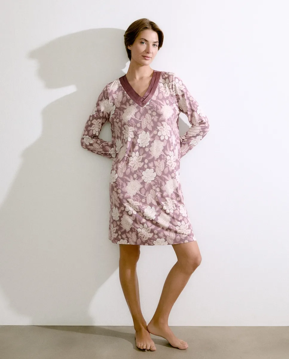 

Ночная рубашка с цветочным рисунком и длинными рукавами Énfasis, розовый