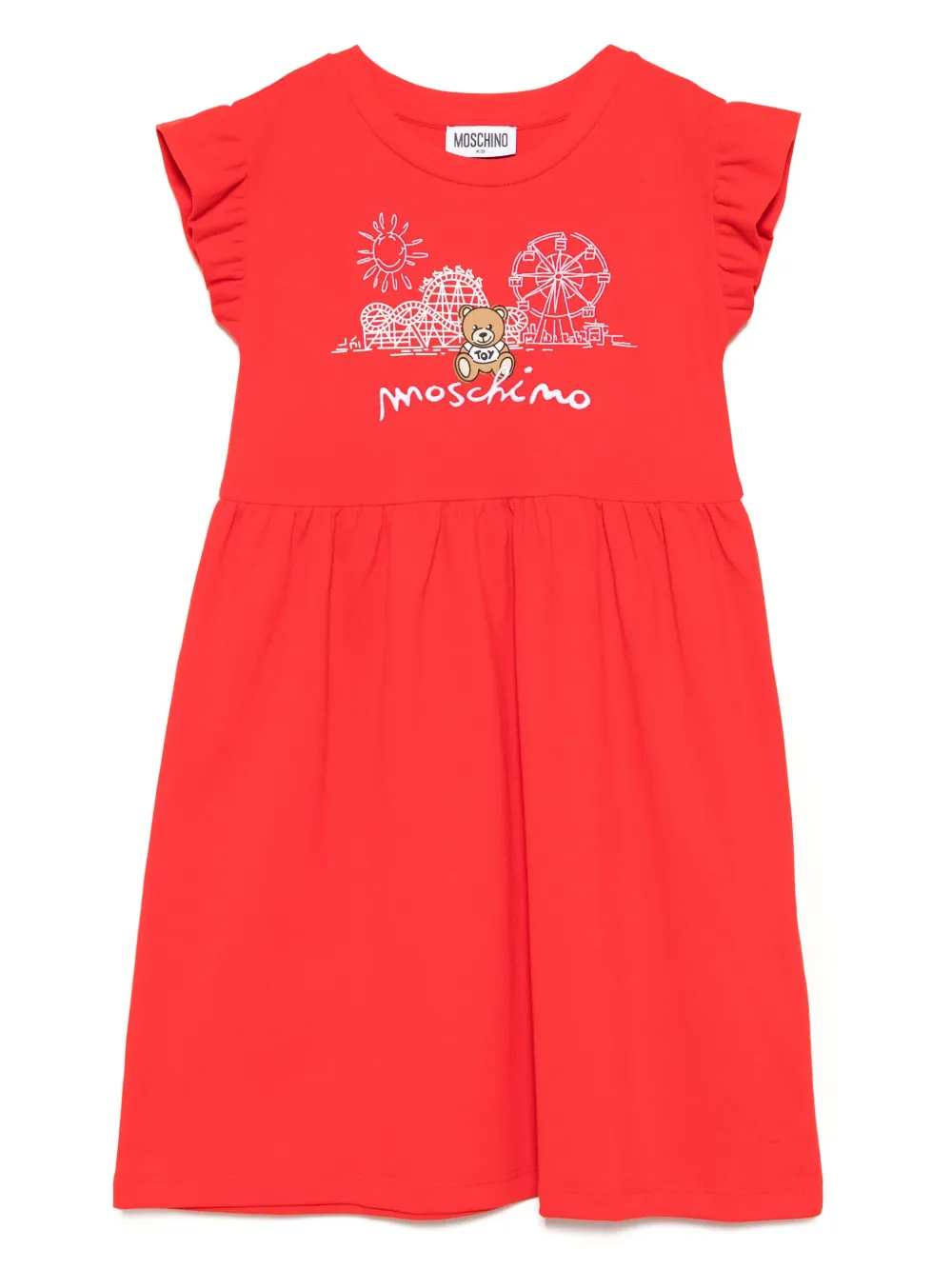 

Платье с вышитым логотипом Moschino Kids, красный
