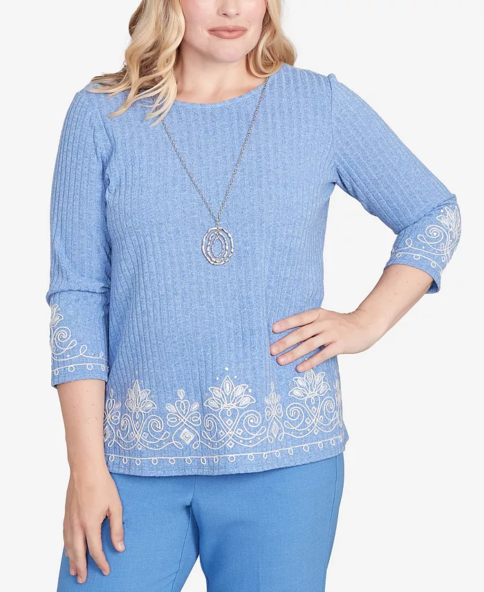 

Миниатюрный топ с медальоном и ожерельем Alfred Dunner, синий