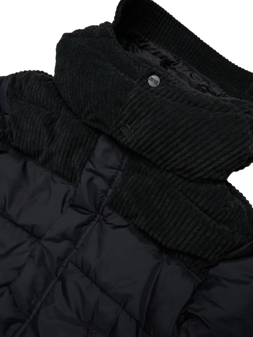 Пуховик с вельветовыми вставками Diesel Kids, черный — фото 4