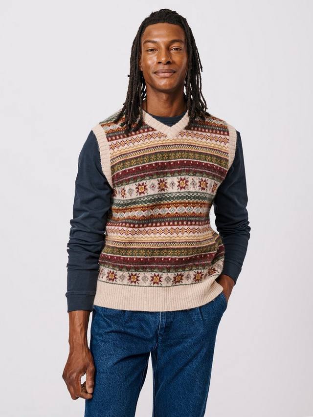 

Ферфайл хлопковый безрукавный джемпер с V-образным вырезом Aubin