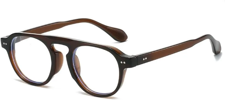 

Солнцезащитные очки в стиле ретро с заклепками, квадратная форма, женские, защита от УФ-излучения UV400, модные мужские, прозрачная оправа SKFGNX, Brown Clear