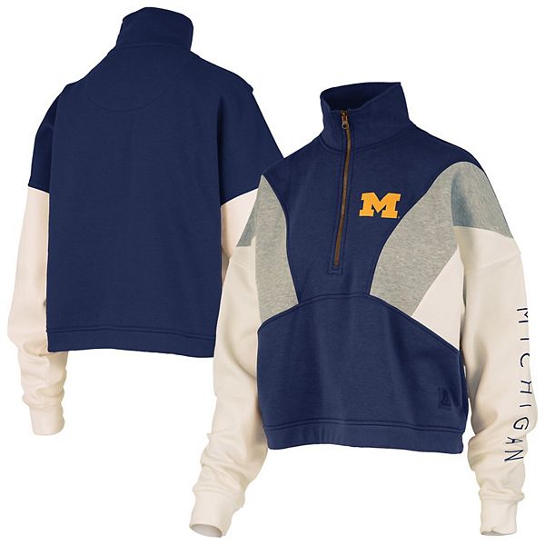 

Женский свитшот Michigan Wolverines Ferrara с цветными блоками и молнией на четверть Pressbox