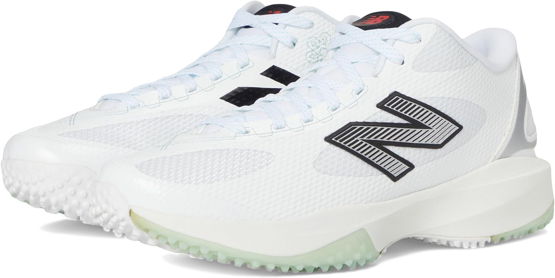 

Кроссовки New Balance FreezeLX V5 Turf Low Lacrosse Cleats, цвет White/Black/Silver Metallic