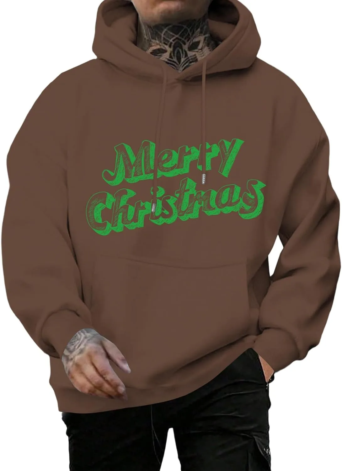 

Рождественский худи с принтом Санты и капюшоном на шнурке