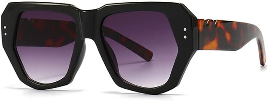 

Ретро-солнцезащитные очки «кошачий глаз» с многоугольными линзами, градиентные линзы, защита от УФ-излучения UV400, мужские солнцезащитные очки с заклепками generic, Black Leopard Gray