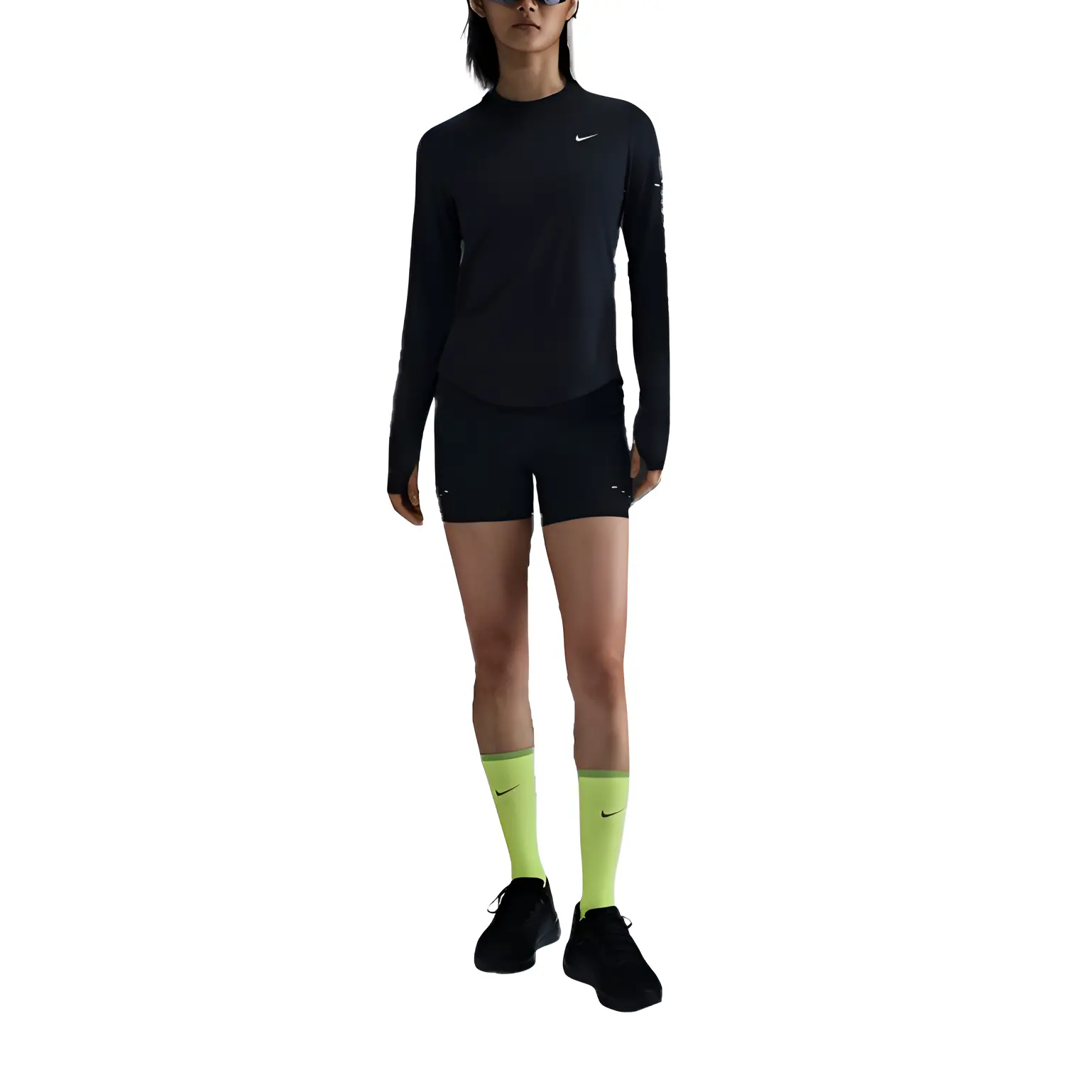 

Женская беговая майка Swift Dri FIT Uv с длинными рукавами и круглым вырезом Nike, черный