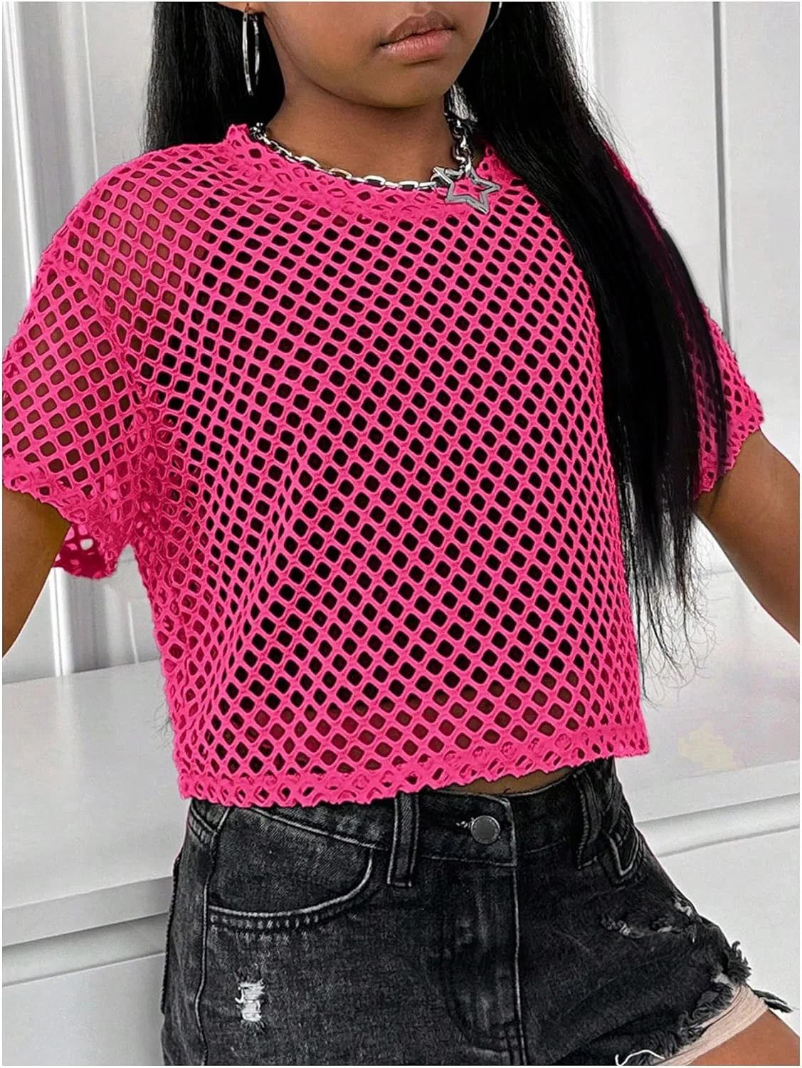 Спортивная футболка для девочек SweatyRocks, Hot Pink — фото 3