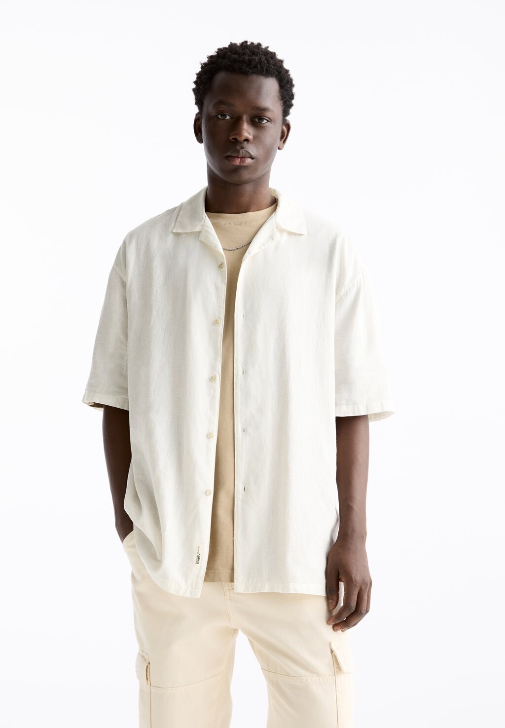 

Рубашка Short Sleeve PULL&BEAR, белая