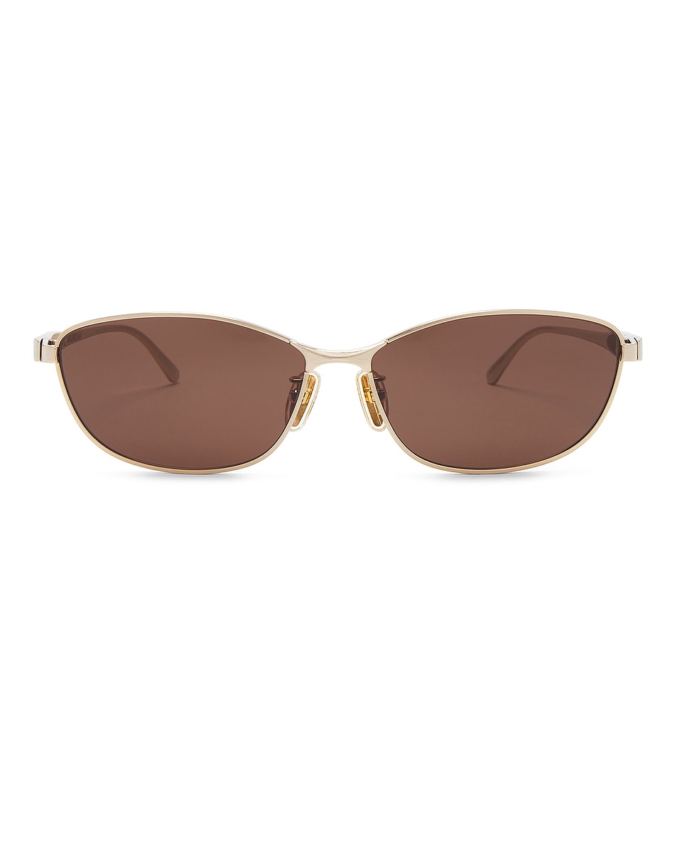 

Прямоугольные солнцезащитные очки Balenciaga, Gold & Brown