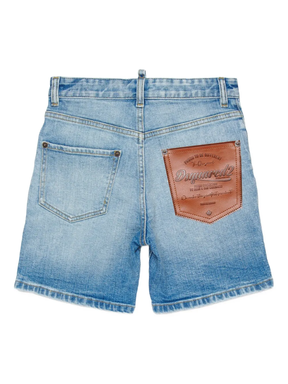 Джинсовые шорты из искусственной кожи с карманами DSQUARED2 KIDS, синий — фото 2