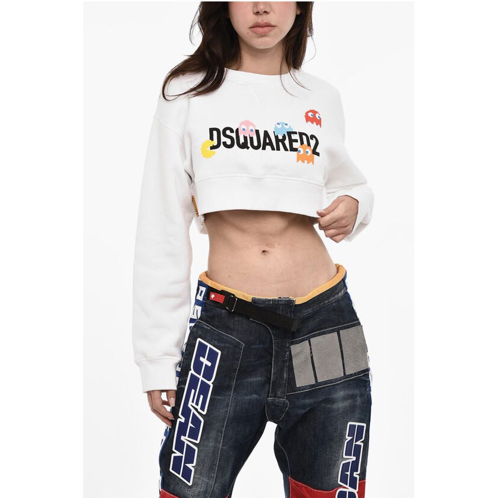

Укороченная толстовка с круглым вырезом Pac-Man Dsquared2, Black and White