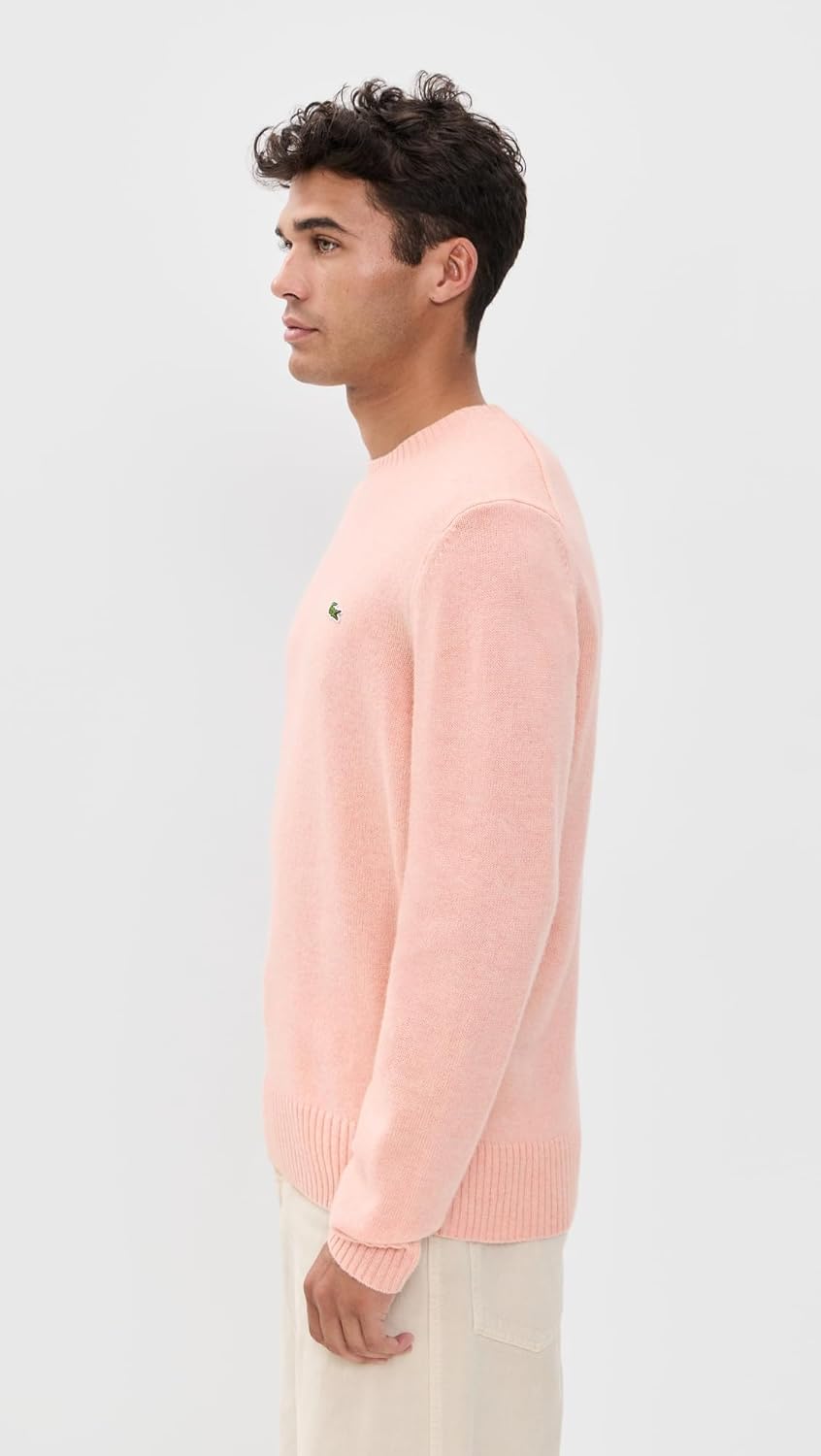Lacoste мужской шерстяной свитер с круглым вырезом, Light Pink Chine — фото 4