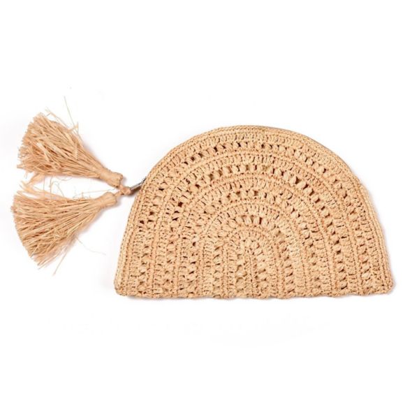 

Клатч из рафии в форме луны Adornia, коричневый