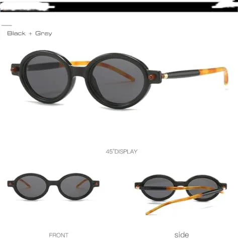 

2026 Овальные двухцветные женские модные солнцезащитные очки UV400 Винтажные светло-серые мужские солнцезащитные очки с заклепками MTZJH, Orange Light Gray
