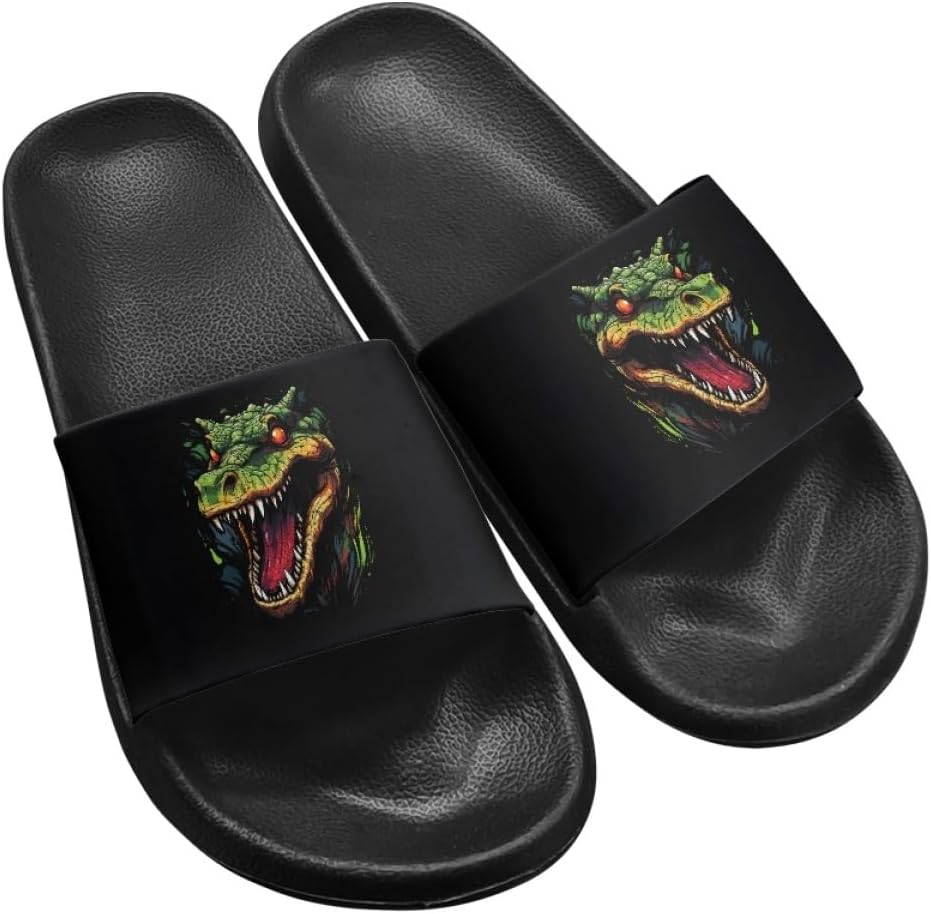 

Сандалии слайд для женщин и мужчин, водонепроницаемые душевые тапочки с противоскользящей подошвой, летние быстросохнущие пляжные и бассейновые шлепанцы, размеры 5-12 Generic, Dinosaur Design