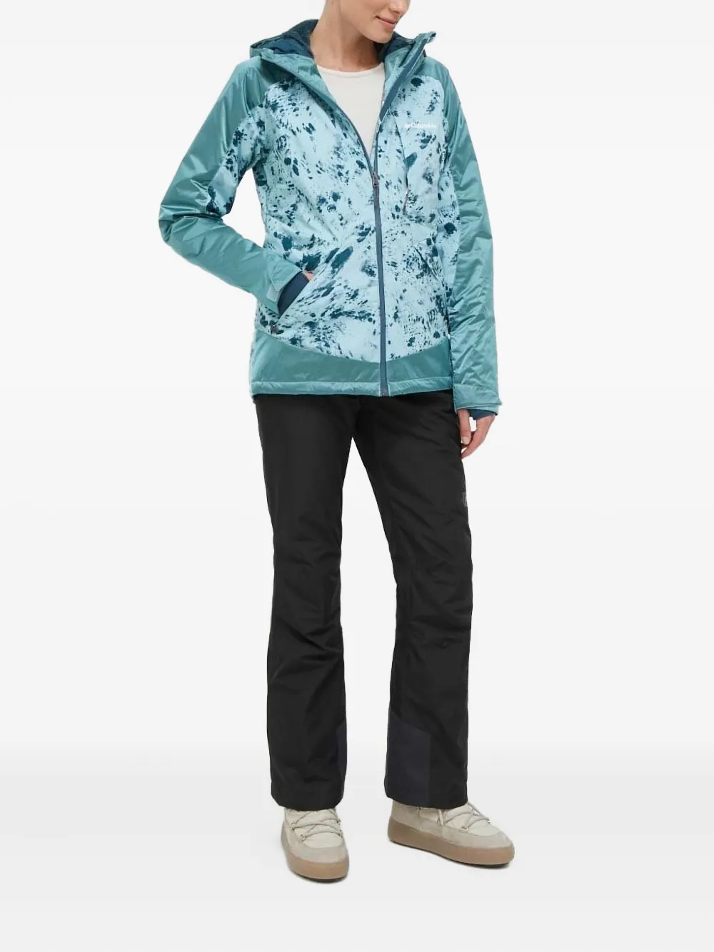 

Лыжная куртка с капюшоном и принтом брызг Columbia, синий