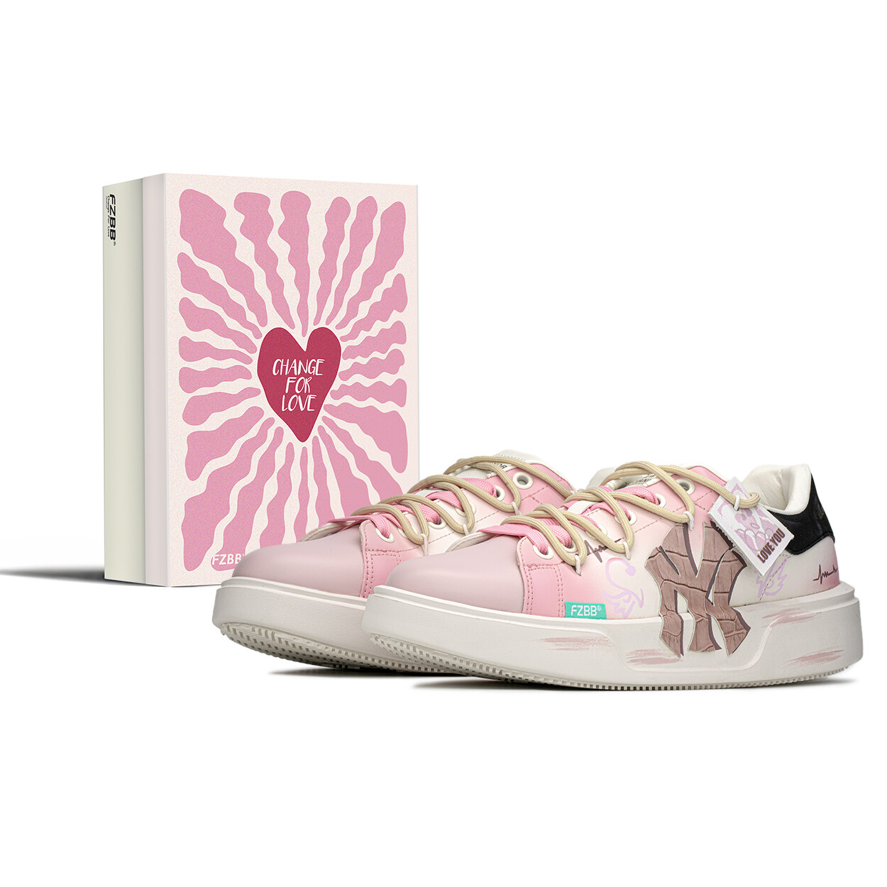 

Кроссовки MLB Chunky Classic Skateboarding Shoes Unisex Low-top White/beige/pink, розовый