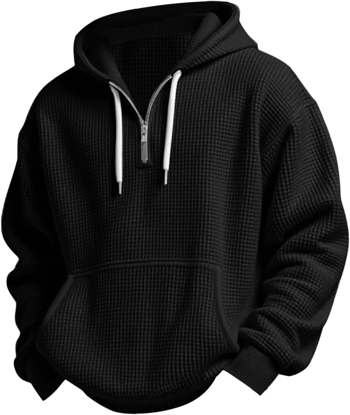 Толстовка Waffle Quarter Zip с капюшоном, мужская, однотонная — фото 2