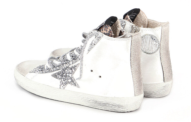 Детские кеды Golden Goose высокие, бело-серебристый — фото 3