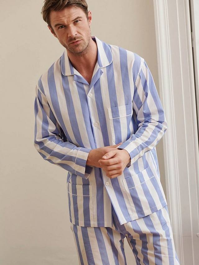 

Пижама из хрустящего хлопка в полоску British Boxers, цвет Boat Blue/White
