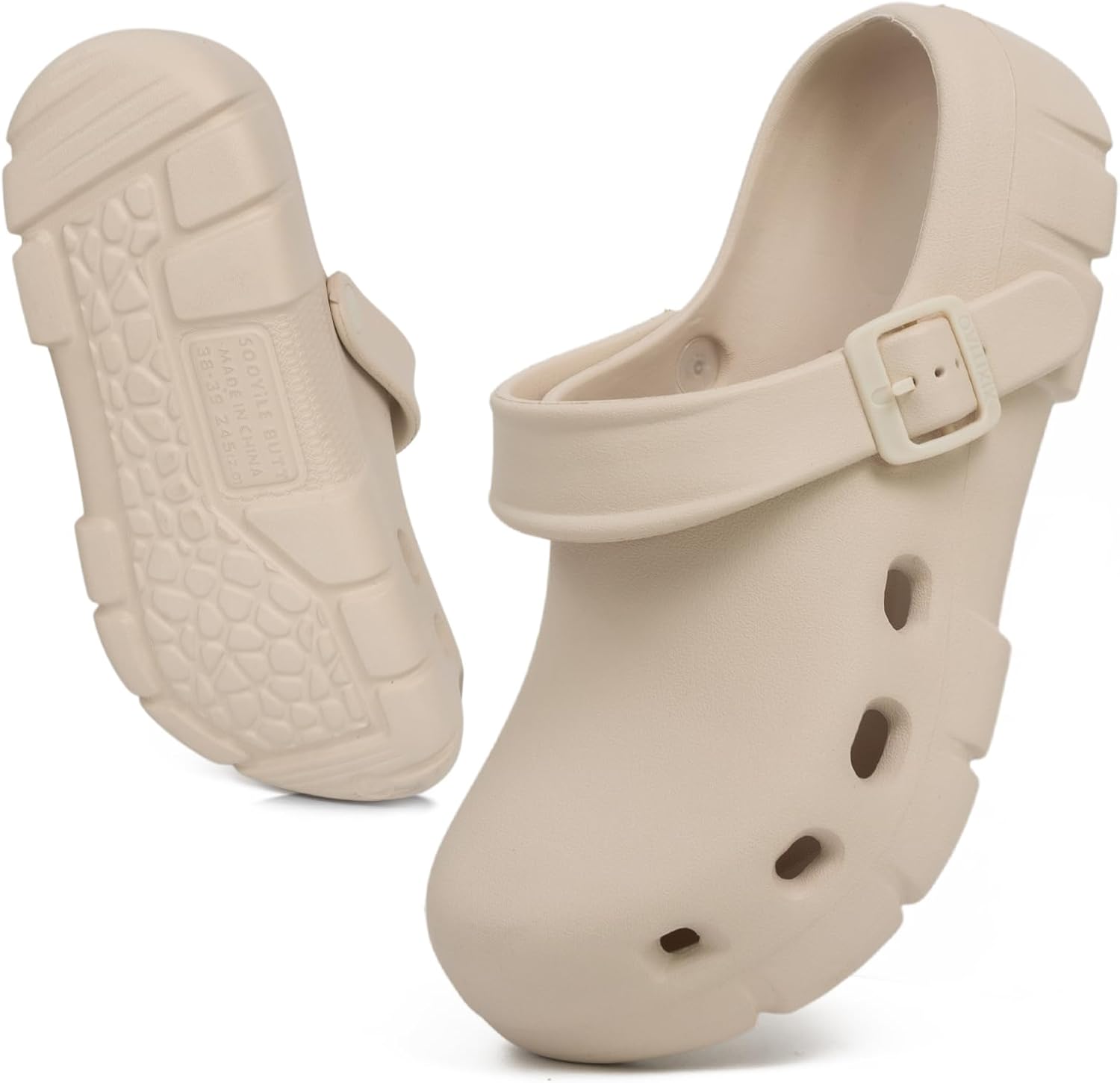 

Рабочие сабо HORMAUWORD унисекс для мужчин и женщин, с отверстиями, дышащие, противоскользящие, с поддержкой свода стопы, легкие пляжные тапочки для медсестер, садоводов, для использования в помещении и на открытом воздухе, бежевый