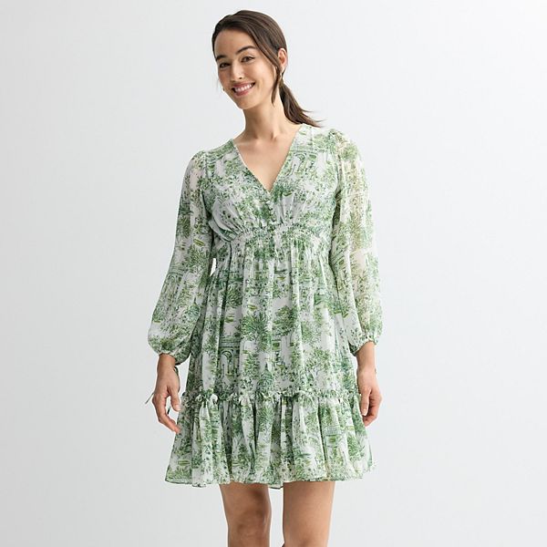 

Женское платье из шифона с принтом и присборенной талией Taylor