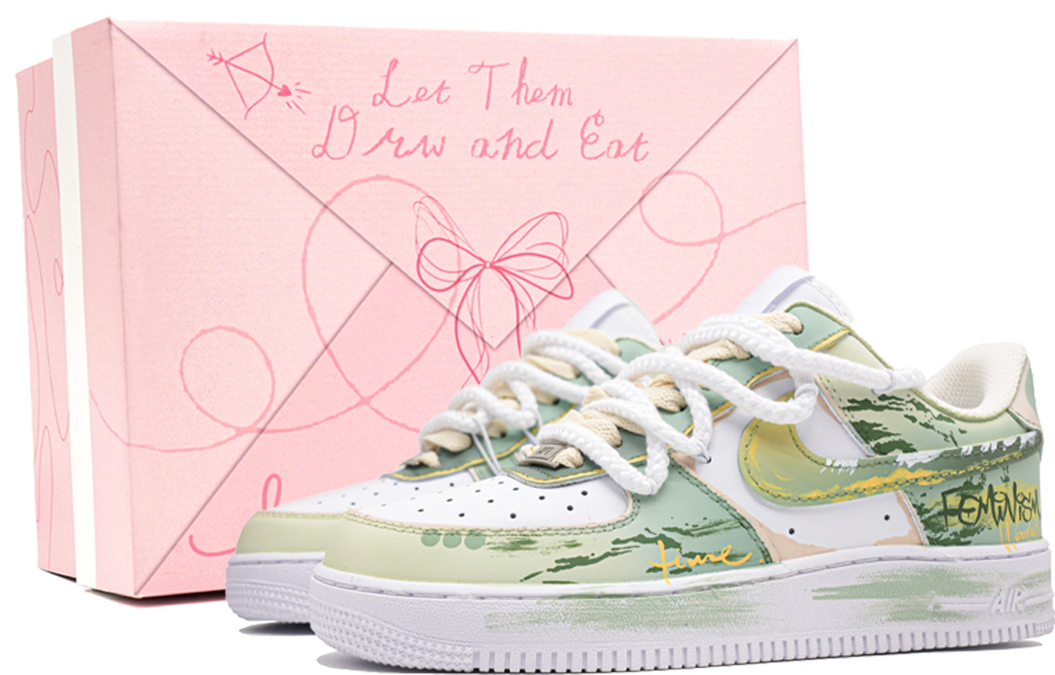 Кроссовки Air Force 1 Blue Wild Dream, Footprint Innovation, износостойкие, низкие, для скейтбординга, унисекс, желто-зеленые Nike, Yellow Green