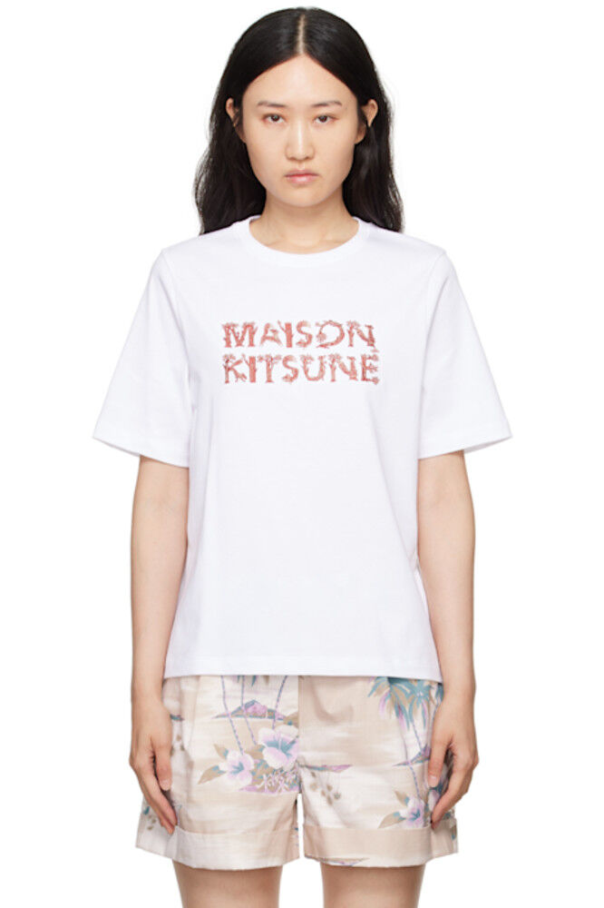 

Белая футболка Woodland Alphabet Comfort Maison Kitsuné