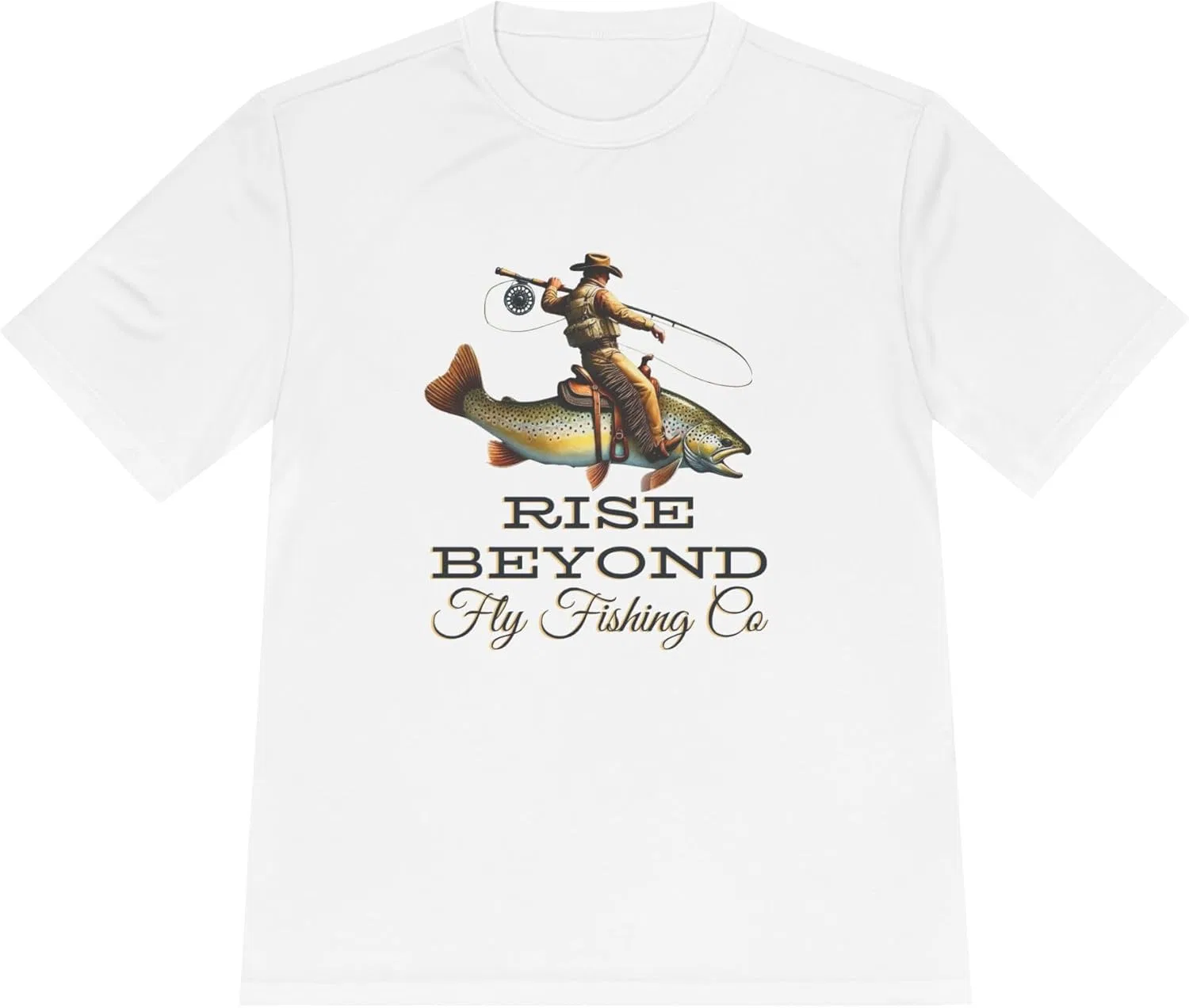 Футболка с влагоотводящей тканью, с логотипом Cowboy Trout, белая