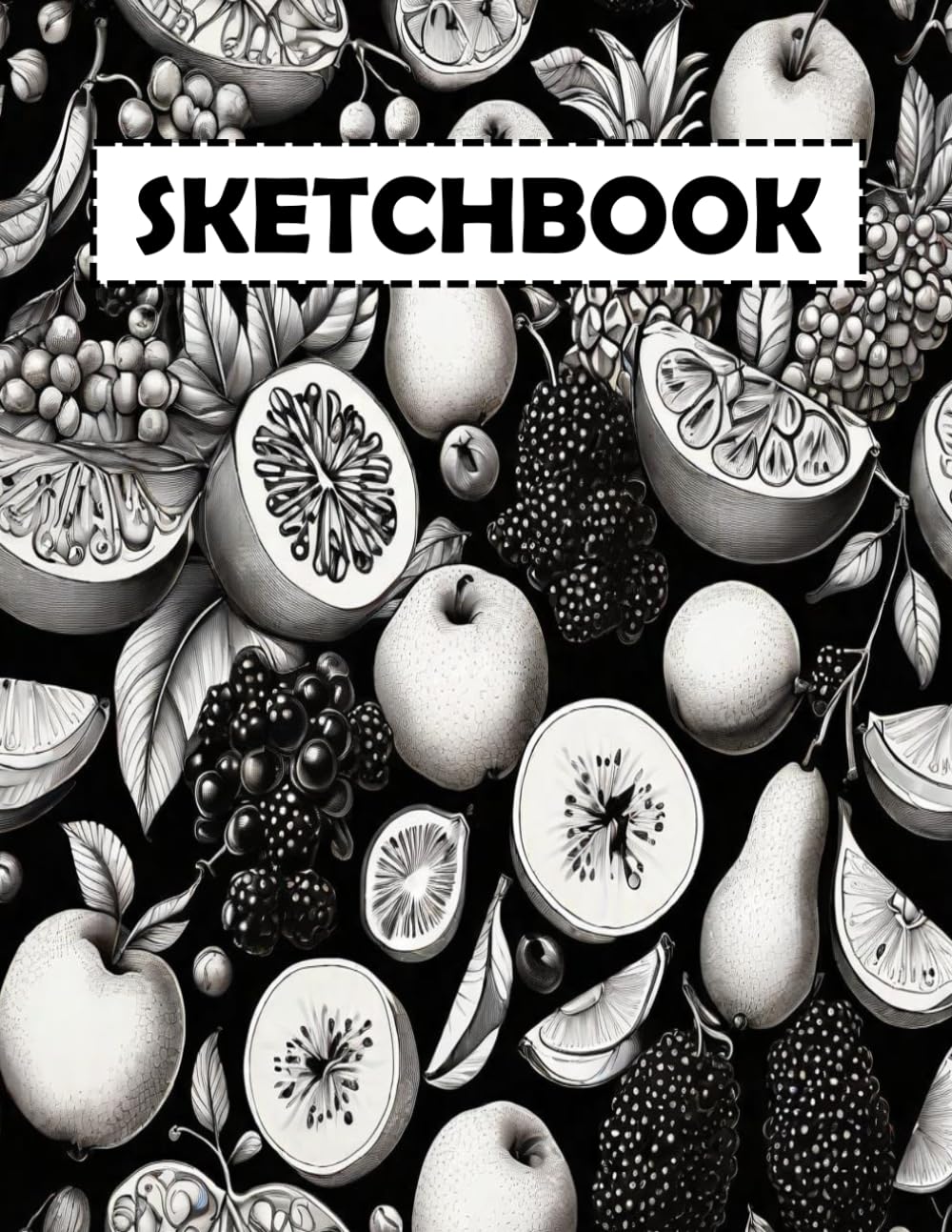 

Sketchbook: Notebook for Drawing, Writing, Painting and Doodle, 120 Pages, 8.5 x 11 (Black and White Fruits Series Cover, Volume 3) (Spanish Edition) (Independently published)