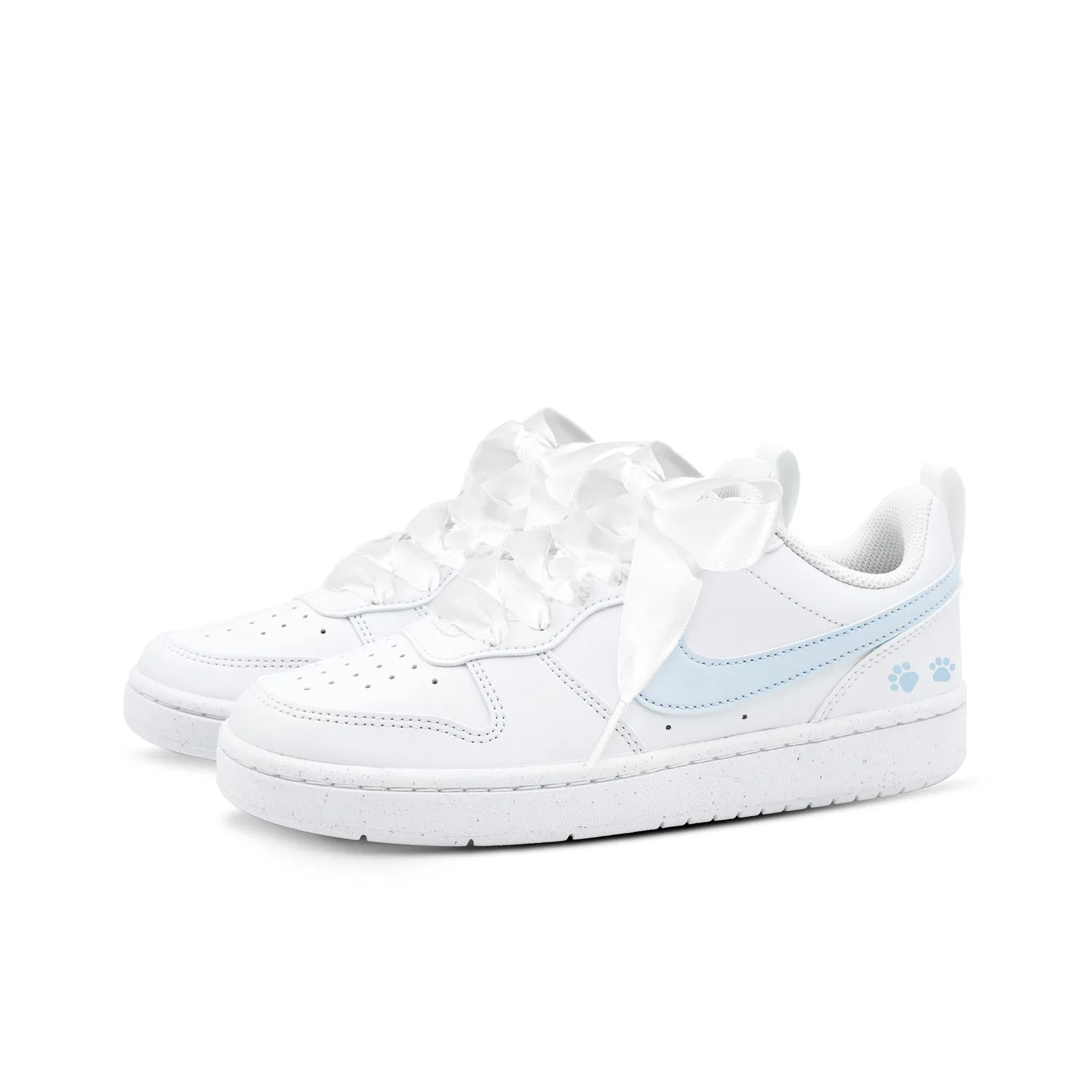 Кроссовки для скейтбординга детские Nike Court Borough Cat Paw Low Top сине-белые — фото 4