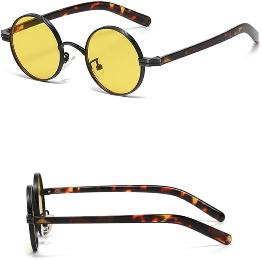 

Солнцезащитные очки UV400 - маленькие круглые металлические панк-очки для женщин и мужчин, для бега и занятий спортом на открытом воздухе UYPTK, Bronze Leopard Clear