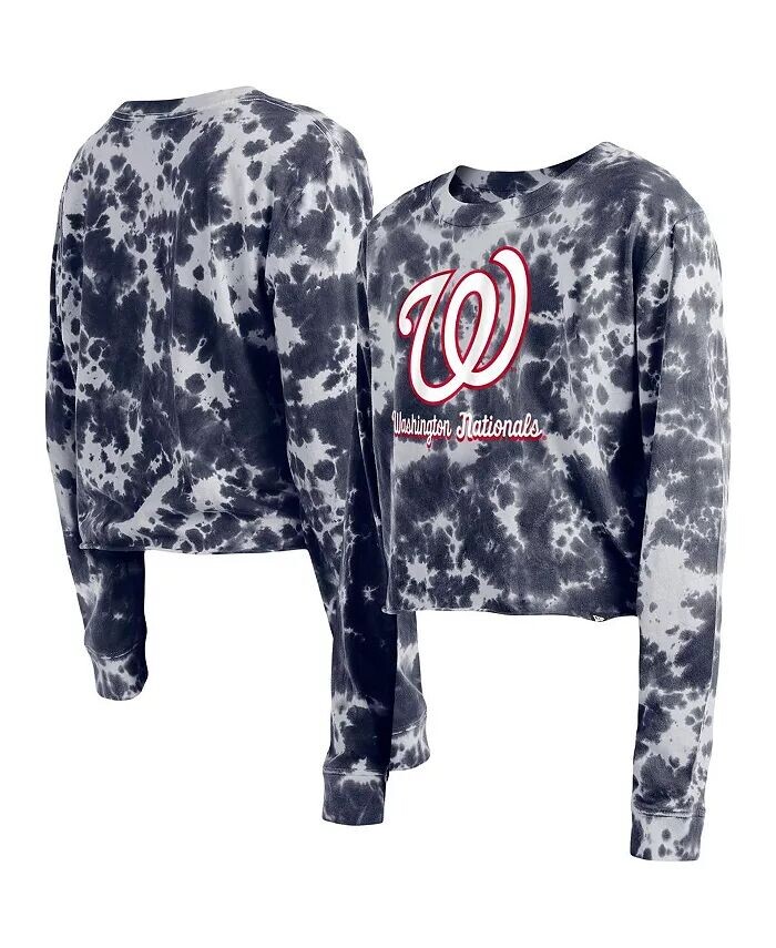 

Женская укороченная футболка с длинными рукавами темно-синего цвета Washington Nationals с принтом тай-дай New Era
