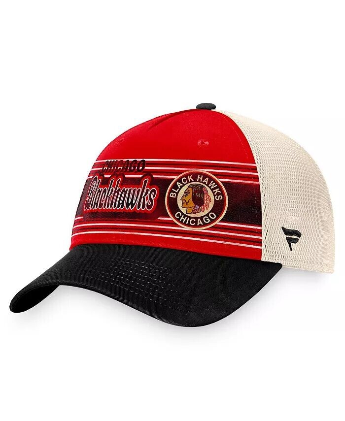 

Мужская красная, черная состаренная бейсболка Chicago Blackhawks Heritage Vintage-Like Trucker Adjustable Fanatics