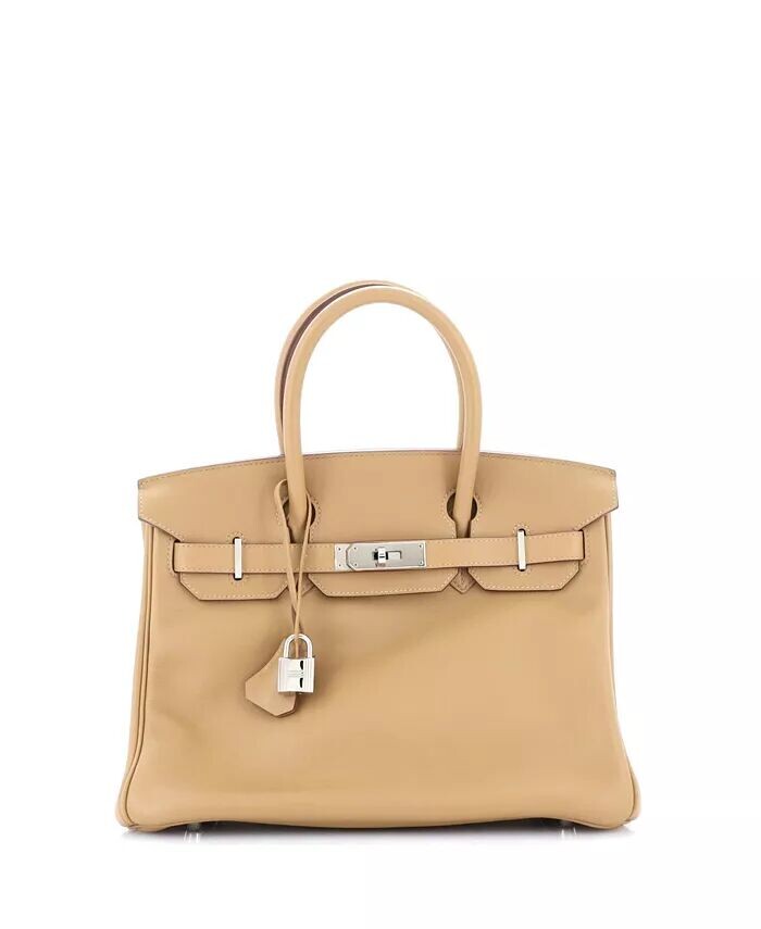 

Сумка Birkin 30 коричневая Swift с палладиевой фурнитурой Pre-Owned HERMÉS, коричневый/бежевый