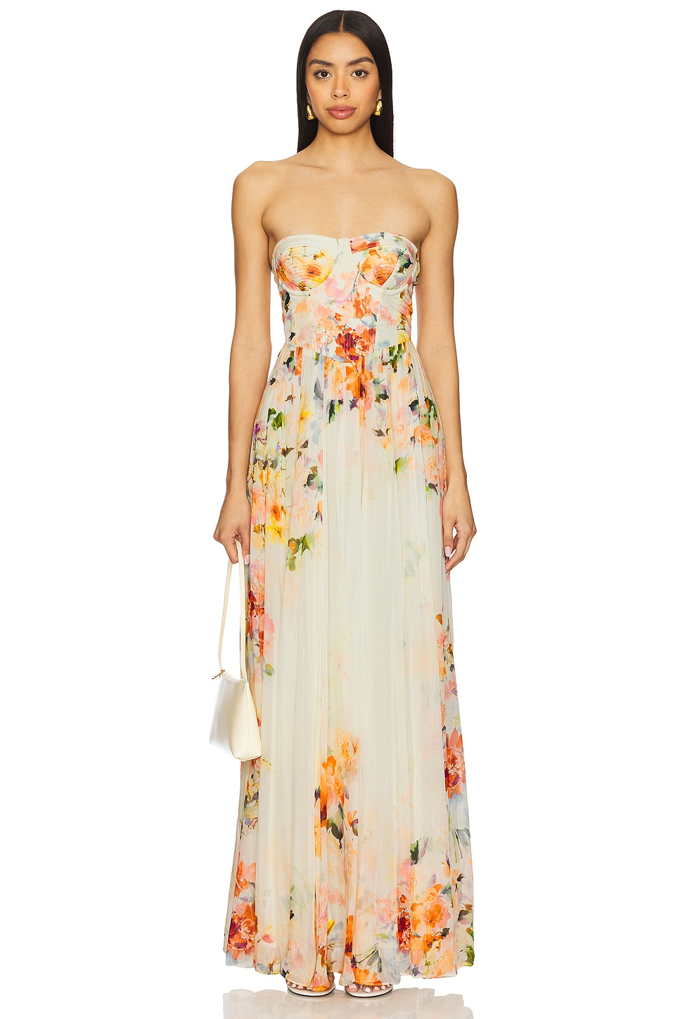 

Корсетное длинное платье Hemant And Nandita, ivory floral