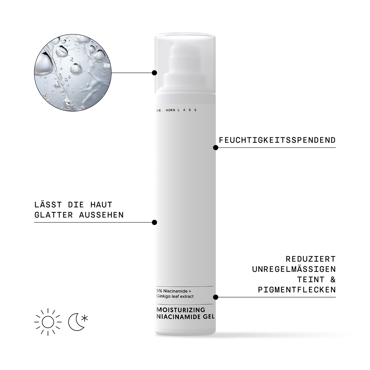 Гель для лица moisturizing niacinamide gel Dr Horn Labs, объем 50 мл — фото 2
