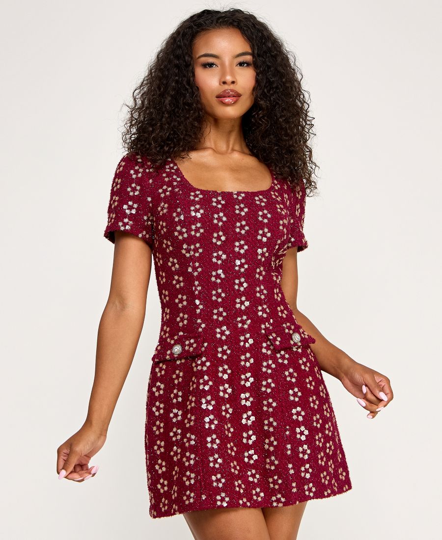 

Детское платье-бюстье с коротким рукавом из букле SENI & CADE, WINE/GOLD