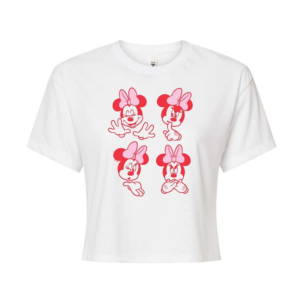 

Укороченная футболка с рисунком Disney's Minnie Mouse Juniors Emotions Licensed Character, белый